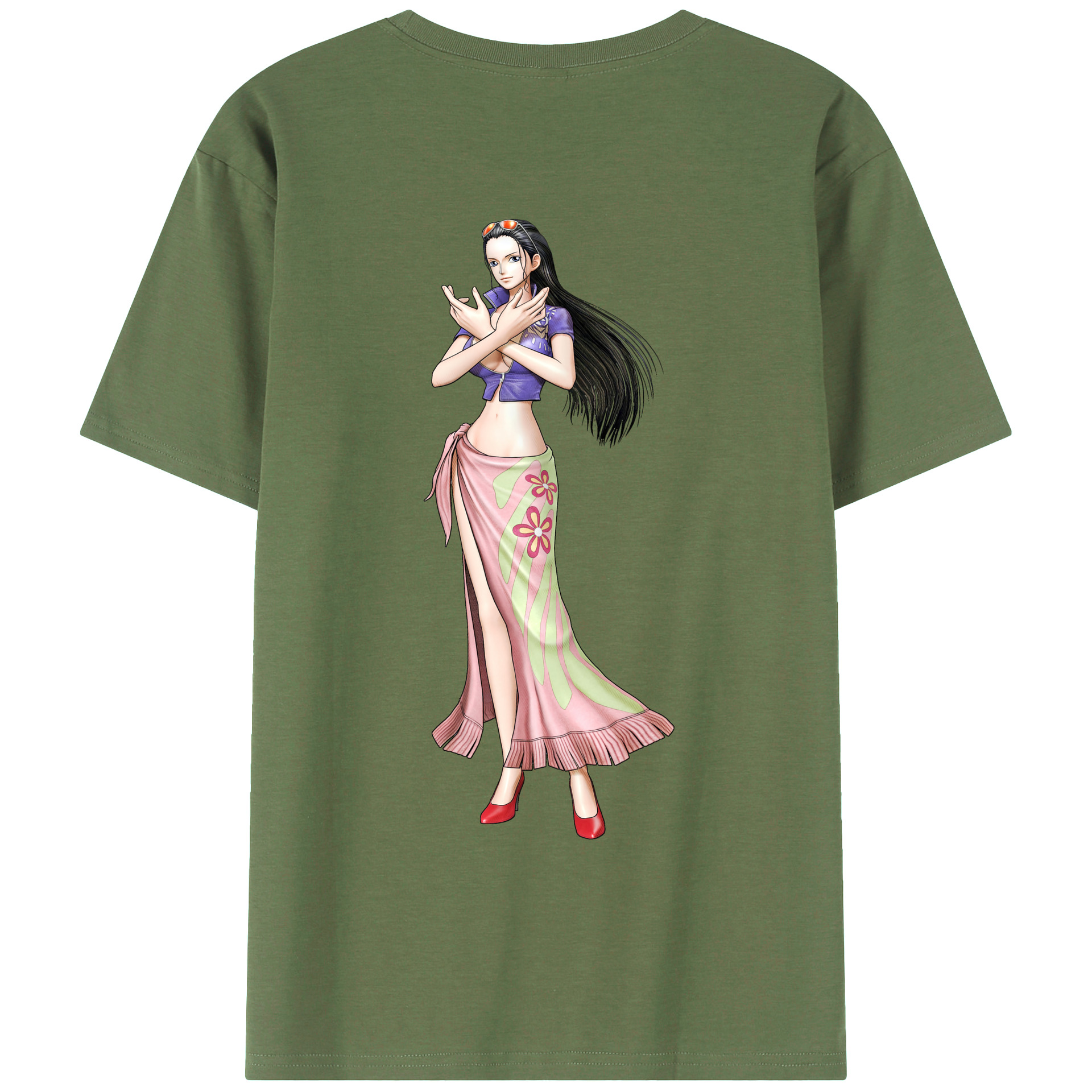 ワンピース ニコ・ロビン ONE PIECE Nico Robin 綿100％ メンズ半袖Tシャツ（バックプリント） 通気性